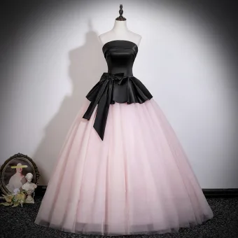 Ätherisch Rosa Ballkleider 2026 Ballkleid Bandeau Ärmellos Rückenfreies Schleife Lange Tülle Festliche Kleider