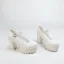 Fashion White Street Wear Waterproof Womens Shoes 2023 10 cm Thick Heels T-Strap Round Toe Womens Shoes
