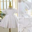Audrey Hepburn Style Ivory Beading Appliques Birthday Flower Girl Dresses 2022 Ball Gown Satin Scoop Neck Puffy Short Sleeve Short Flower Girl Dresses