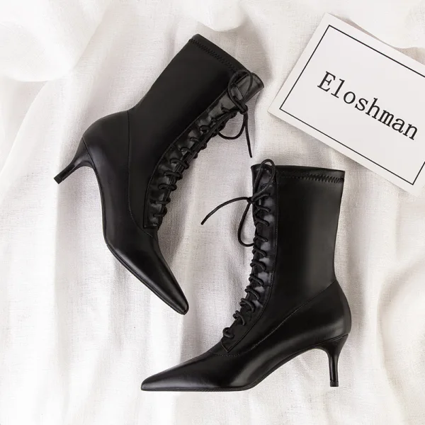 Moda Beżowe Zużycie ulicy Kozaki Damskie 2022 6 cm Szpilki Szpiczaste Boots