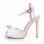 Modest / Simple White Pearl Ankle Strap Wedding Shoes 2024 8 cm Stiletto Heels Open / Peep Toe Wedding Sandals High Heels