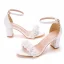 Sexy White Lace Flower Pearl Wedding Shoes 2023 Ankle Strap 7 cm Stiletto Heels Open / Peep Toe Wedding Sandals High Heels