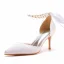 Charmant Noire Soirée Perle Bride Cheville Noeud Sandales Femme 2023 7 cm Talons Aiguilles À Bout Pointu Sandales Talons Hauts