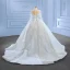 Luxury / Gorgeous White Handmade  Beading Sequins Wedding Dresses 2023 Ball Gown High Neck Long Sleeve Court Train Wedding