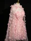 Flower Fairy Blushing Pink Appliques With Cloak Short Prom Dresses 2024 A-Line / Princess Strapless Sleeveless Backless Prom Formal Dresses