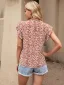Casual Street Wear Floral Daisy Ocean Blue Loose Scoop Neck Women Blouses 2021 Ruffle Short Sleeve Summer Tops