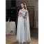 Chinese style Ivory Beading Lace Flower Evening Dresses  Cheongsam 2022 A-Line / Princess High Neck Long Sleeve Split Front Floor-Length / Long Cheongsam / Qipao