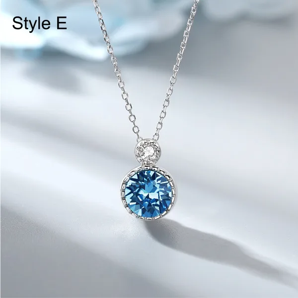 Charming Sky Blue Crystal Sterling Silver Evening Party Necklaces Bracelets 2023 Accessories