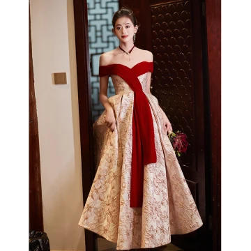 Chic Beautiful Red Printing Prom Dresses 2023 A Line Princess Off The Shoulder Sleeveless Backless Floor Length Long Prom Formal Dresses