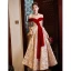 Chic / Beautiful Red Printing Prom Dresses 2023 A-Line / Princess Off-The-Shoulder Sleeveless Backless Floor-Length / Long Prom Formal Dresses