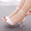 Schöne Weiß Ball Satin Sandalen Damen 2023 Knöchelriemen 7 cm Stilettos Peeptoes Sandaletten Hochhackige