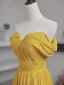 Chic / Beautiful Yellow Chiffon Evening Dresses A-Line / Princess 2023 Strapless Sleeveless Backless Floor-Length / Long Evening Party Formal Dresses