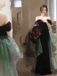 Charming Black Evening Dresses 2023 Trumpet / Mermaid Off-The-Shoulder Sleeveless Backless Floor-Length / Long Evening Party Formal Dresses