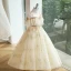 Charming Champagne Beading Sequins Birthday Flower Girl Dresses 2023 Ball Gown Scoop Neck Short Sleeve Backless Floor-Length / Long Flower Girl Dresses