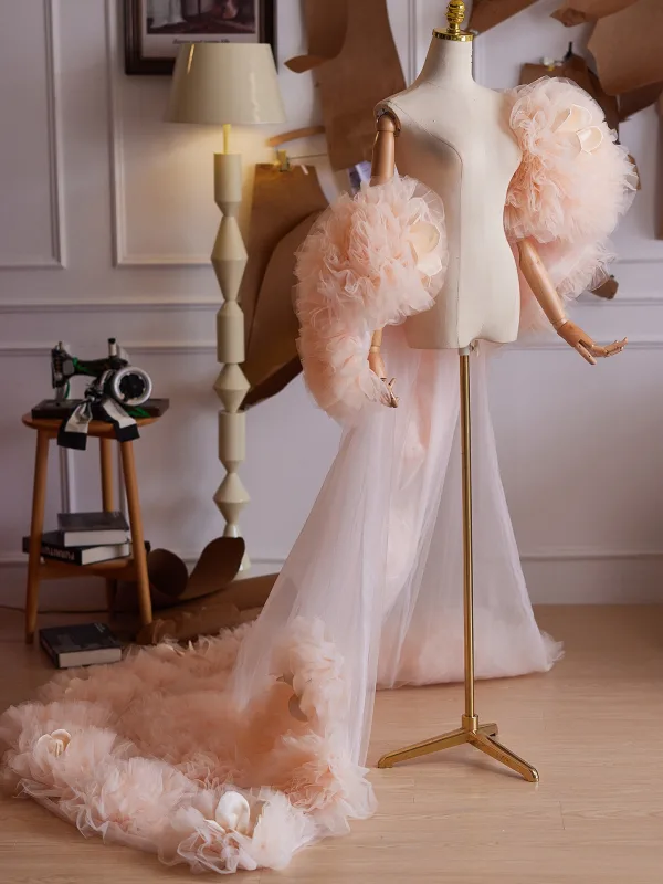 Luxury / Gorgeous Blushing Pink Handmade  Flower Evening Party Jackets & wraps shawl 2025