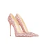 Glitter Blozen Roze Pailletten Avond Pumps 2024 Leer 10 cm Naaldhakken / Stiletto Spitse Neus Pumps Hoge Hakken