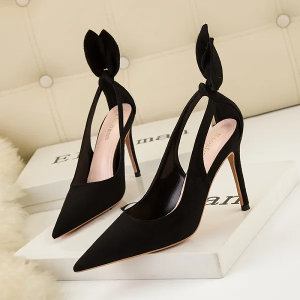 Fashion Black Rhinestone Evening Party Suede Womens Shoes High Heels 2022 10 cm Stiletto Heels Pointed Toe Womens Shoes