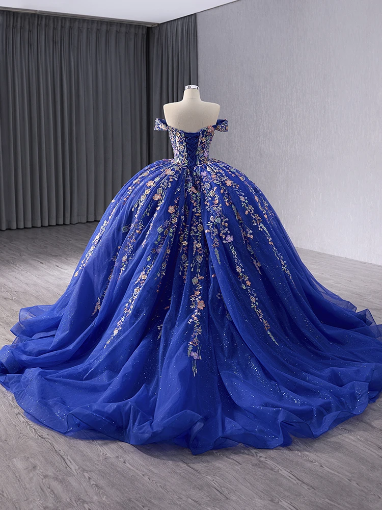 strapless open back dress Royal Blue Lace Short Cocktail Semi Formal Prom Dress EN5707
