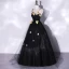 Classic Black Lace Flower Prom Dresses 2022 A-Line / Princess Spaghetti Straps Sleeveless Backless Floor-Length / Long Prom Formal Dresses