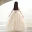 Fashion Champagne Lace Flower Sequins Birthday Flower Girl Dresses 2022 Ball Gown High Neck Short Sleeve Backless Floor-Length / Long Flower Girl Dresses