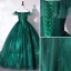 Chic / Beautiful Green Prom Dresses 2022 Ball Gown Off-The-Shoulder Sleeveless Backless Beading Lace Flower Floor-Length / Long Formal Dresses