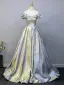 Klassisch Silber Glanz Ballkleider 2025 Ballkleid Rüschen Off Shoulder Kurze Ärmel Rückenfreies Lange Ball Festliche Kleider