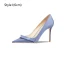 Elegant Beige Satin Prom Bow Pumps 2024 10 cm Stiletto Heels Pointed Toe High Heels
