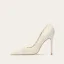 Elegant Ivory Lace Flower Wedding Shoes 2024 Leather 10 cm Stiletto Heels Pointed Toe Wedding Pumps High Heels