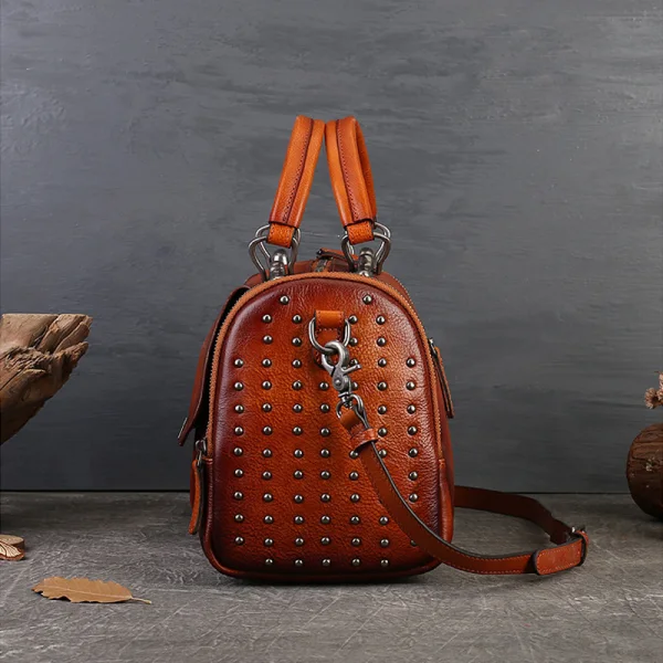 Vintage / Retro Leather Brown Street Wear Women's Bags Handbag 2023
