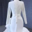 Muslim White Cascading Ruffles Wedding Dresses 2023 Trumpet / Mermaid High Neck Long Sleeve Chapel Train Wedding