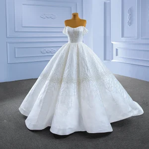 High End Elegant Ivory Handmade Beading Sequins Wedding Dresses 2022 Ball Gown Strapless Sleeveless Backless Floor Length Long Wedding