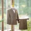 Fall Winter Coffee Long Sleeve Boys Wedding Suits 2024 Body Jewellery Coat Pants Shirt Tie