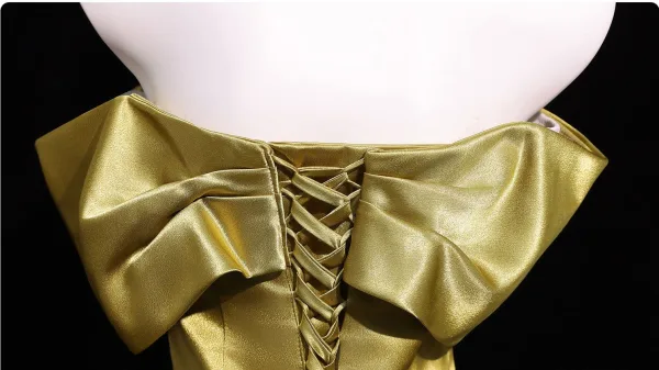 Charming Gold Evening Dresses 2026 Trumpet / Mermaid Strapless Sleeveless Backless Floor-Length / Long Formal Dresses