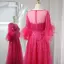 High-end Black Handmade  Beading Sequins Feather Prom Dresses 2024 A-Line / Princess Scoop Neck 1/2 Sleeves Floor-Length / Long Prom Formal Dresses