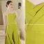 Chic / Beautiful Lime Green Evening Dresses Jumpsuit 2022 Crossed Straps A-Line / Princess Sleeveless Strapless Backless Sweep Train Evening Party