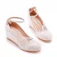Élégant Blanche Mariage En Dentelle Fleur Chaussure De Mariée 2023 Bride Cheville 5 cm Compensées À Bout Rond Chaussure De Mariée