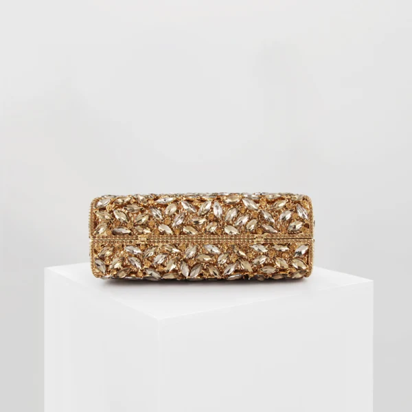 Chic / Beautiful Gold Glitter Pierced Rhinestone Sequins Evening Party Clutch Bags 2022