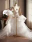 Fashion White Cascading Ruffles Handmade  Tulle Prom shawl 2026