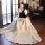 Élégant Noire Robe De Bal 2023 Princesse Encolure Carrée Manches Courtes Dos Nu Noeud Longue Robe De Ceremonie