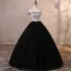 Elegant Black Glitter Prom Dresses 2023 Ball Gown Off-The-Shoulder Sleeveless Backless Floor-Length / Long Prom Formal Dresses