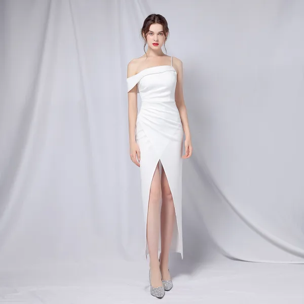 Modest / Simple Black Party Dresses 2022 Trumpet / Mermaid Spaghetti Straps Sleeveless Backless Floor-Length / Long Evening Party Cocktail Party Formal Dresses