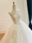 Elegant White Lace Flower Ball Gown Wedding Dresses 2026 Strapless Sleeveless Backless Floor-Length / Long Wedding