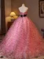 Flower Fairy Candy Pink Appliques Prom Dresses 2025 Ball Gown Strapless Sleeveless Backless Tea-length Tulle Prom Formal Dresses