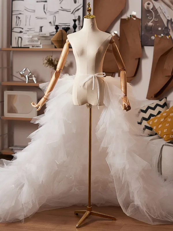 Charmant Blanche Volants en Cascade Mariage châle 2025 Tulle