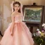 Chic / Beautiful Blushing Pink Beading Birthday Flower Girl Dresses 2025 Ball Gown Scoop Neck Sleeveless Backless Tea-length Tulle