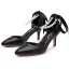 Sexy Black Pearl Ankle Strap Evening Party Womens Shoes 2024 7 cm Stiletto Heels Pointed Toe High Heels