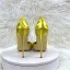 Chic / Beautiful Gold Cocktail Party Patent Leather Pumps 2023 12 cm Stiletto Heels Pointed Toe Pumps High Heels