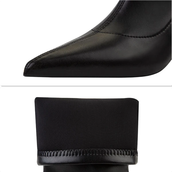 Fine Svart Gateklær Boots Dame 2022 8 cm Tykk Hæler Spisse Boots