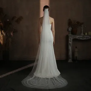 Elegant White Pearl Wedding Veils 2025 2 M Tulle