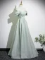 Chic / Belle Vert Cendré Robe De Bal 2025 Princesse De l'épaule Manches Courtes Dos Nu Longue Robe De Ceremonie